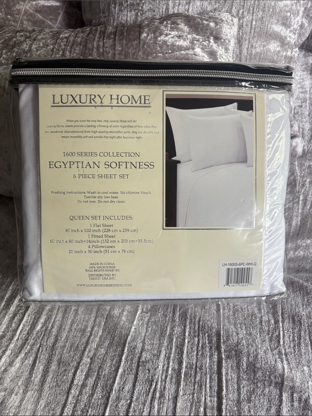 Luxury Home White Queen Sheet Set - Picture 2 of 3